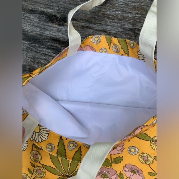 Retro cannabis hemp canvas tote bag by Solstice Intimates - Picture 3 of 4
